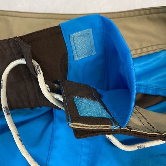 Hobie Vintage Swim Trunks Shorts Mens Sz 32 Unlined Brown Tan Blue - Picture 6 of 10